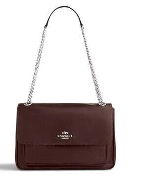 Coach Elodie Leather Shoulder Bag in Dark Brown